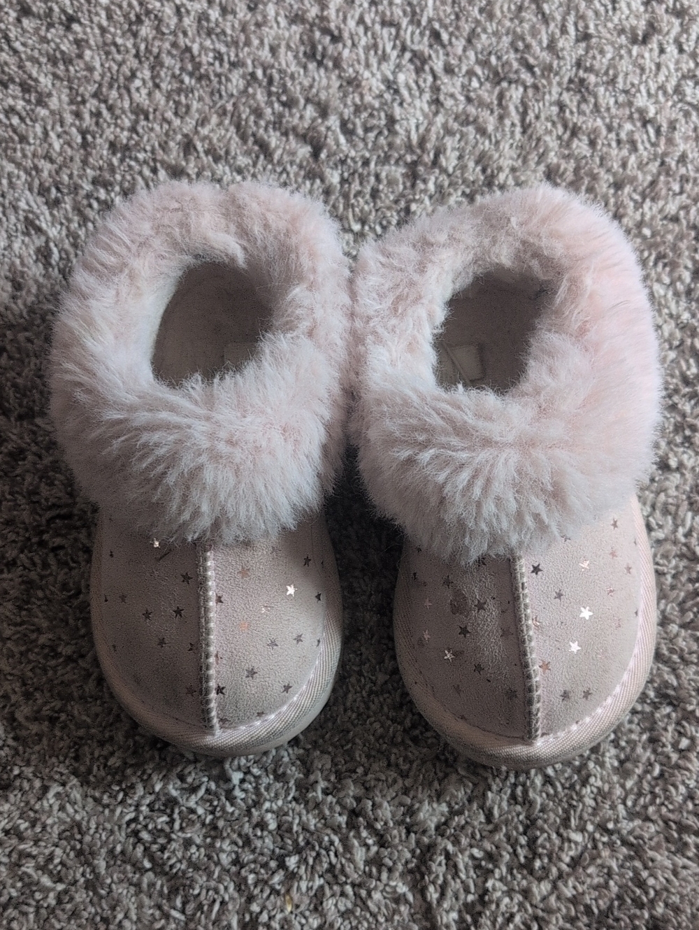 Toddler Girl Plush Pint Star Slip-On Slippers
